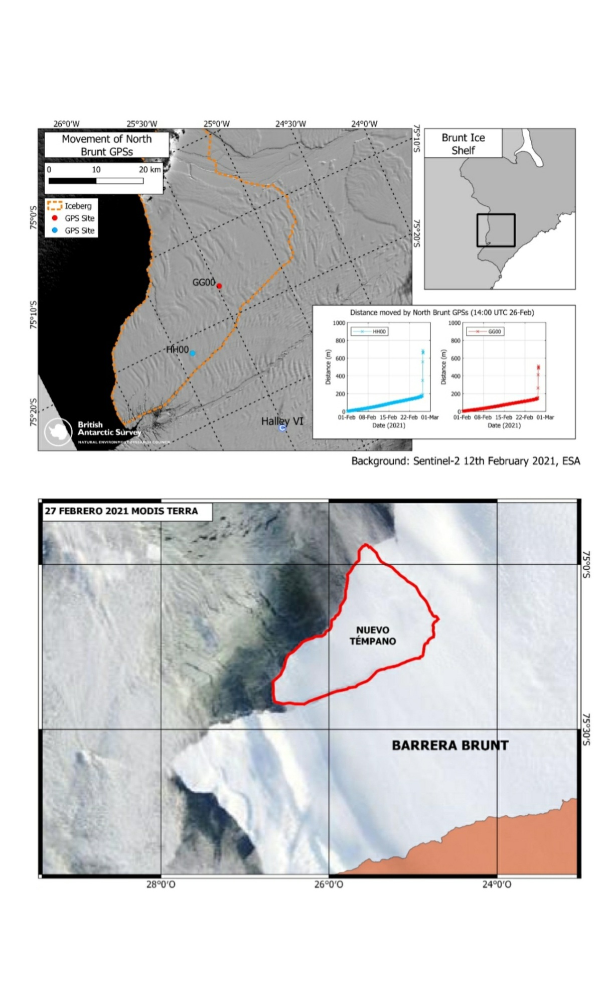 Figura 1: ubicación de la barrera de hielo Brunt en el sur del mar de Weddell.